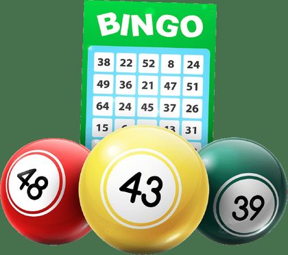 Cartón de bingo y tres bolas numeradas, ícono de la sección de bingo